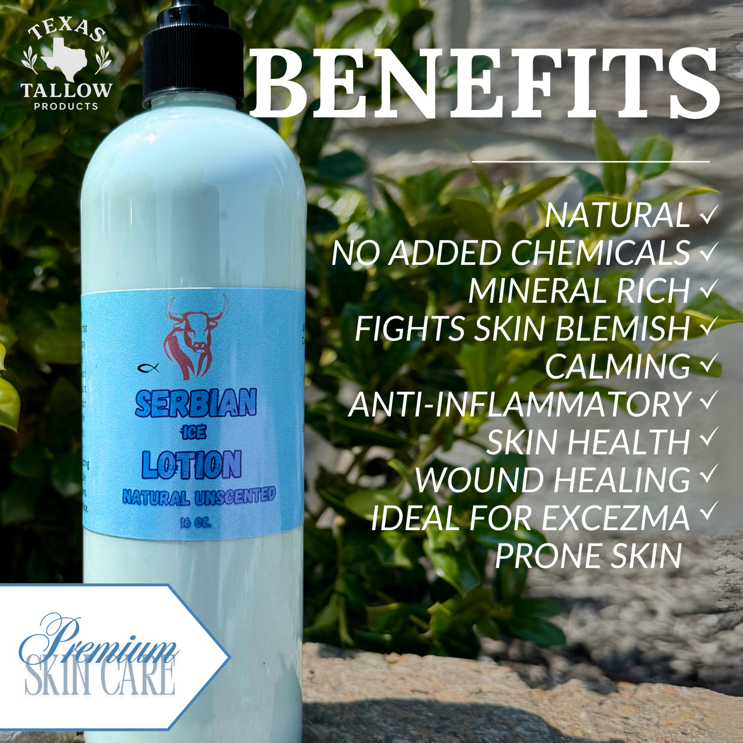 Serbian Clay Beef Tallow Lotion - Natural Unscented