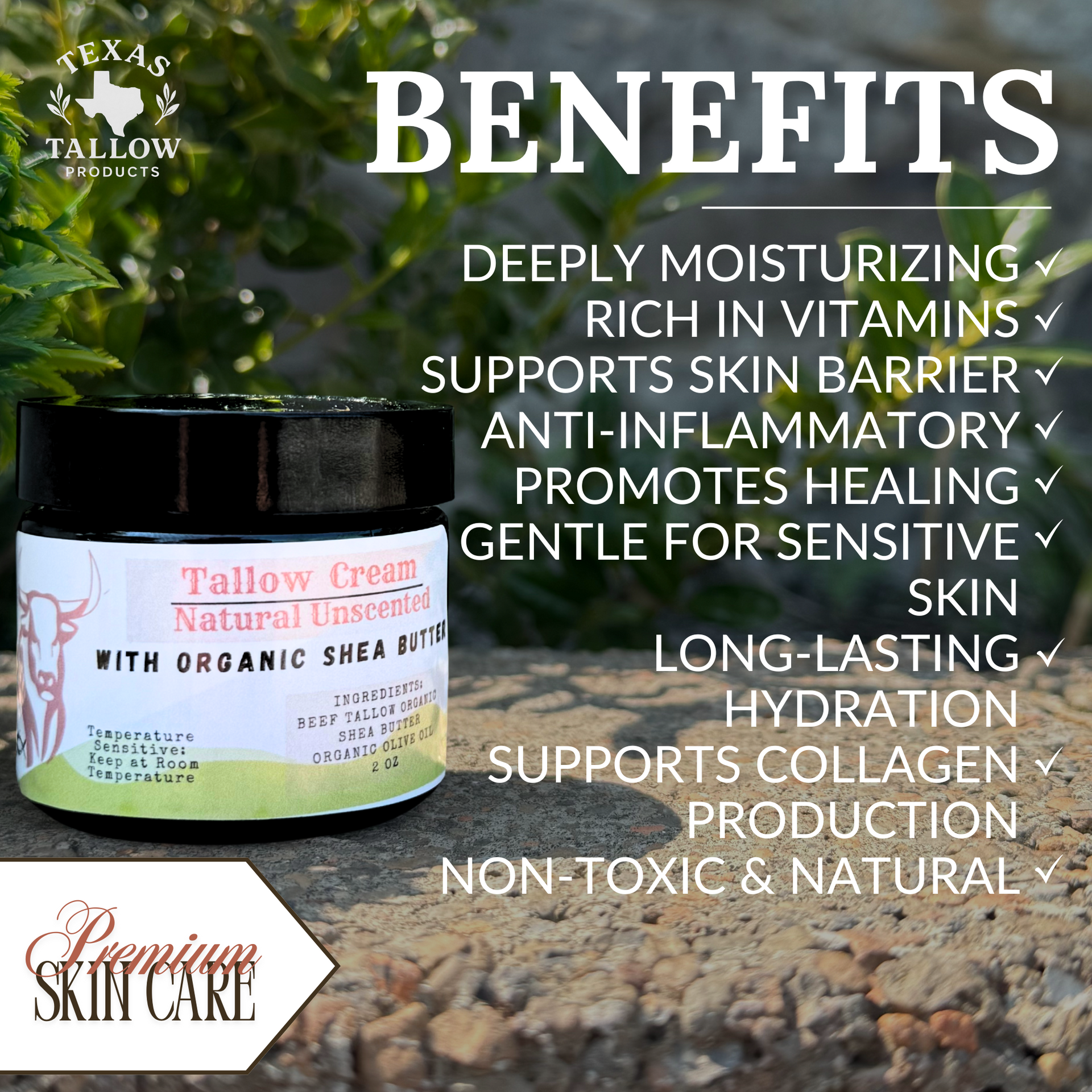 Warm Vanilla Shea Butter Tallow Cream (2oz)