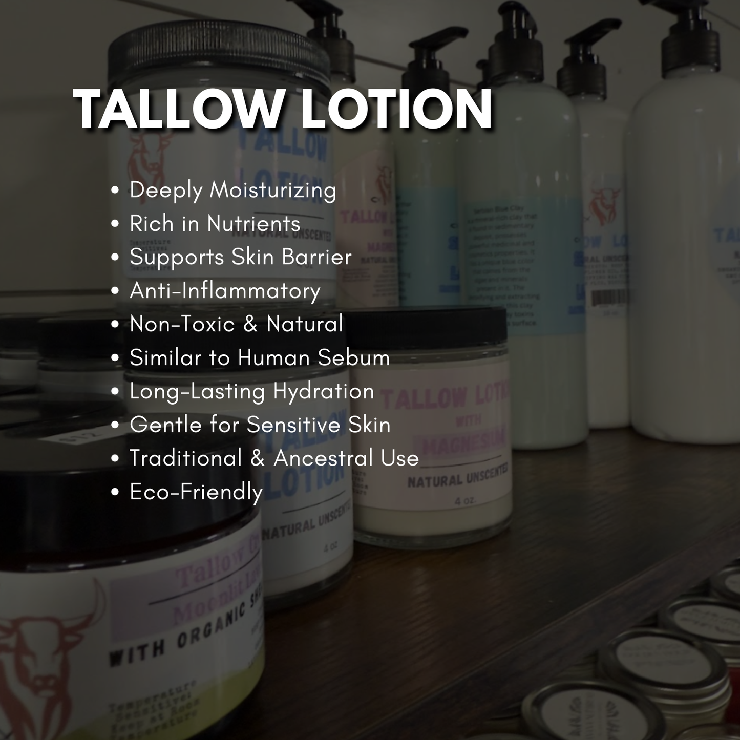Beef Tallow Lotion - Natural Unscented (16oz)