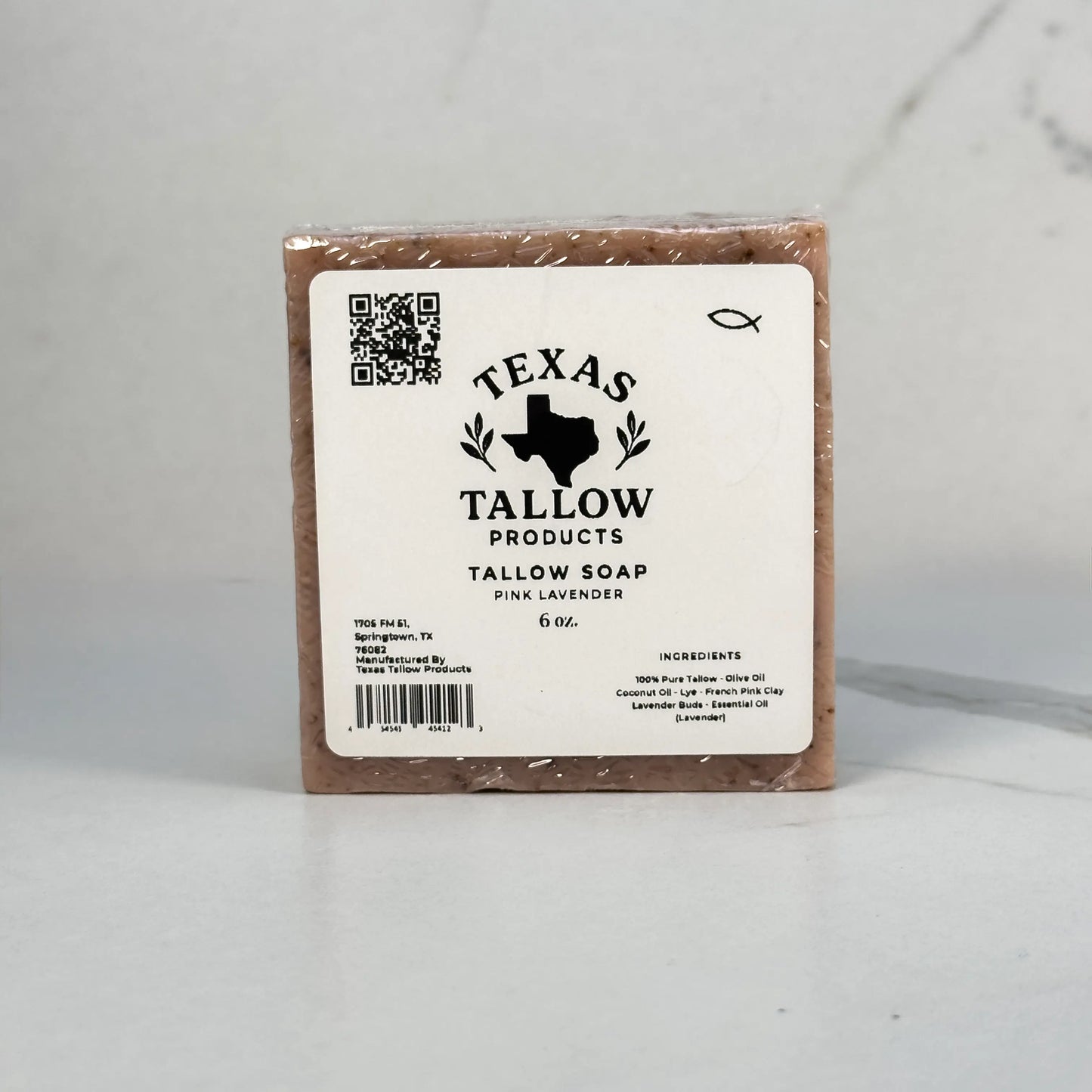 Pink Lavender Beef Tallow Soap — handcrafted 6oz bar with lavender buds
