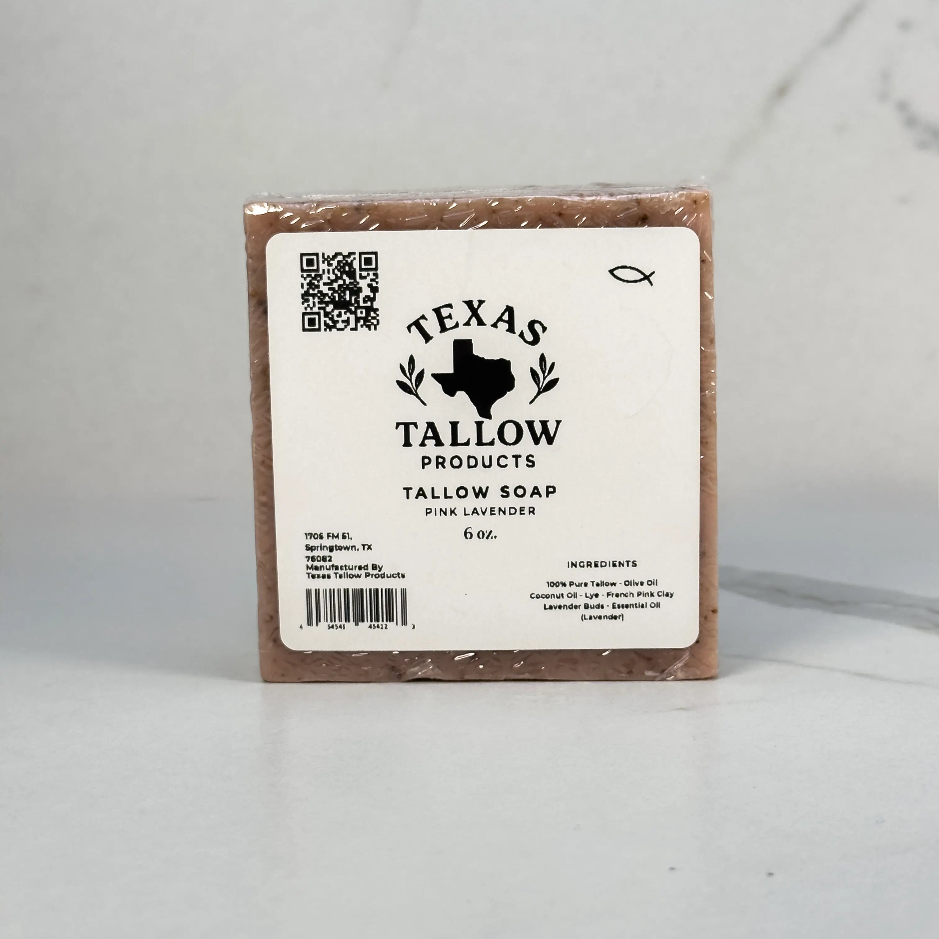 Pink Lavender Beef Tallow Soap — handcrafted 6oz bar with lavender buds
