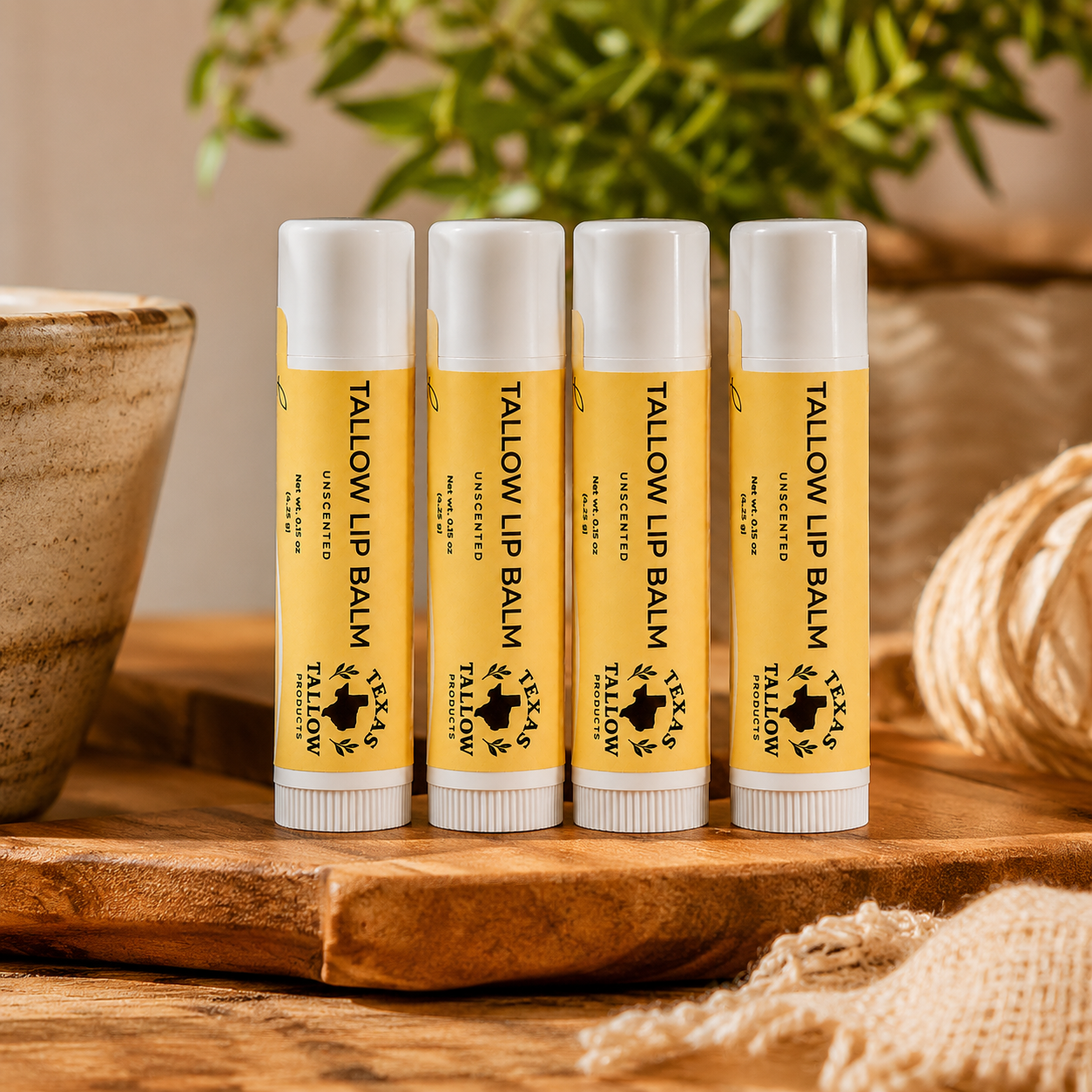 Tallow Lip Balm Unscented 4 Pack