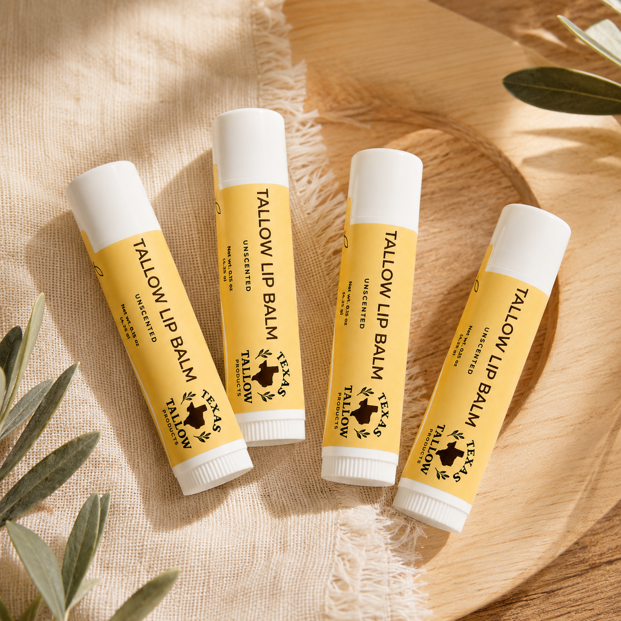 Tallow Lip Balm Unscented 4 Pack