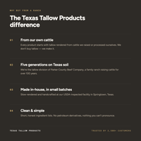 The Texas Tallow Products Difference - fifth-generation ranch, tallow rendered in-house