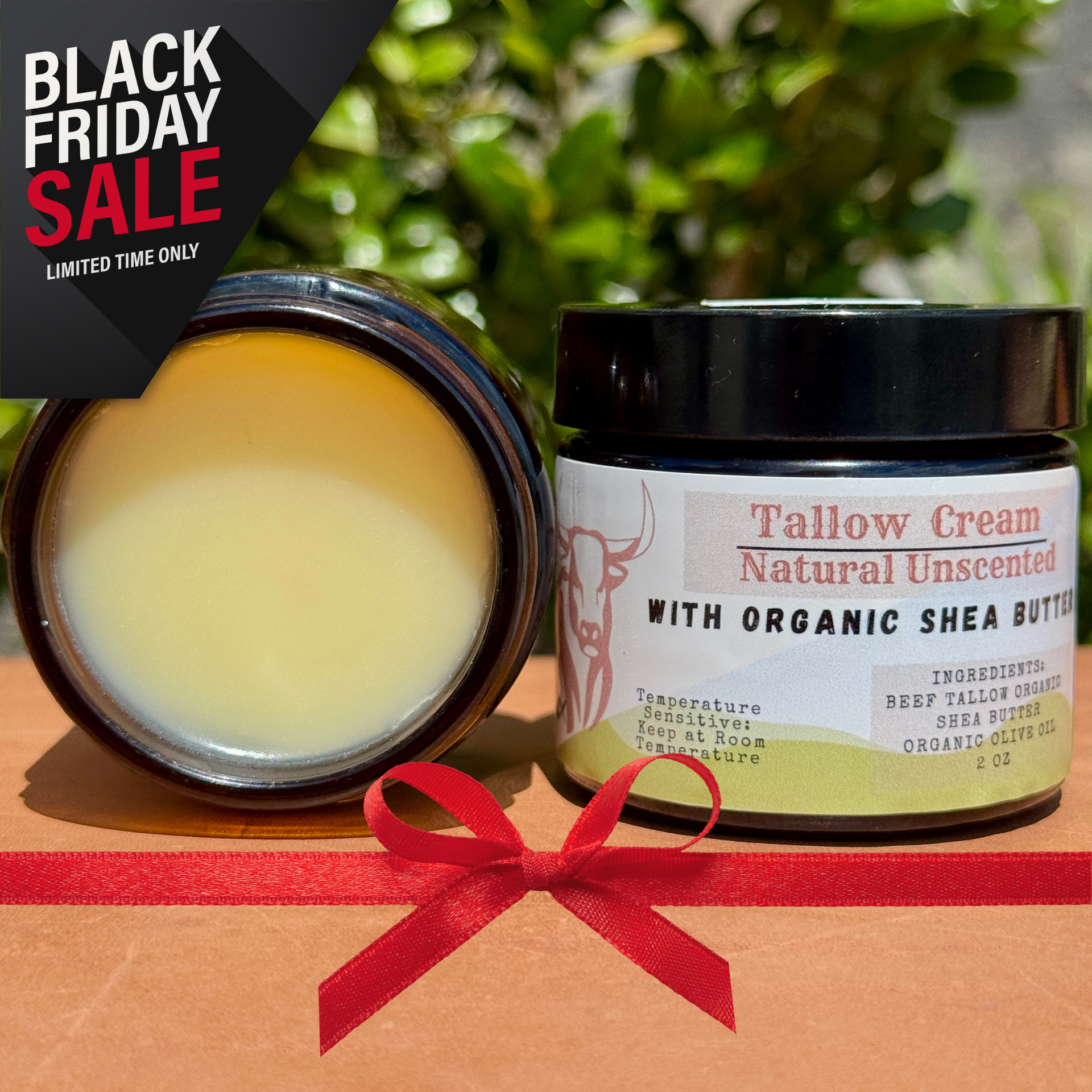 Natural Unscented Shea Butter Tallow Cream (2oz)