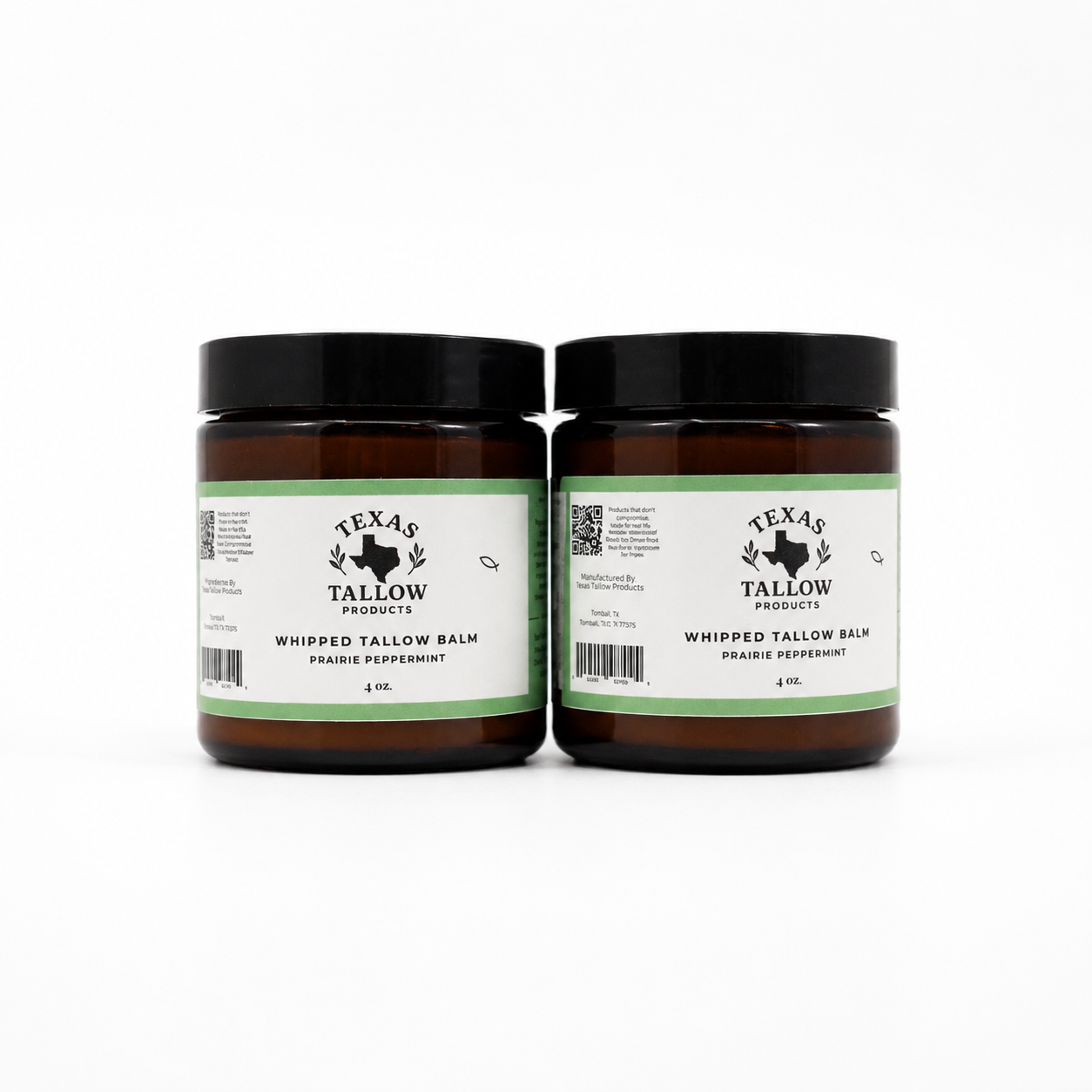 2 Jars — Prairie Peppermint Shea Butter Whipped Tallow Balm (4oz)